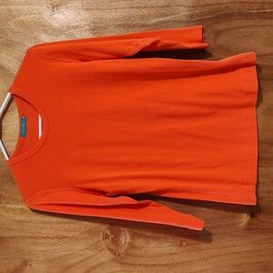 Junee Womens Comfy Crew Neck Layering Top Orange Cotton Stretch ¾-Sleeve Sz XXL